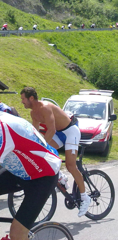 Mario Cipollini on the Giau, Maratona dles Dolomites 2010