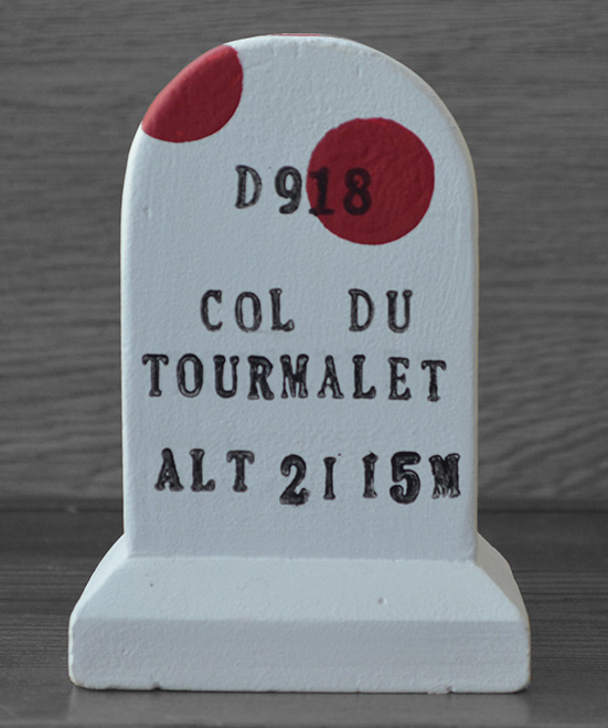 Photo: Miniature markers cost 13, with a full-size version of the Mont Ventoux marker priced at 96. 