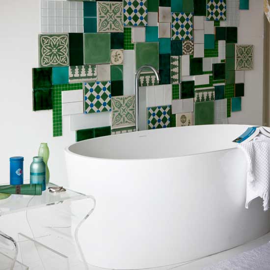 Tile creatively and you may end up with a piece of bathroom art