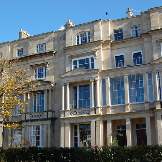 Lansdown Terrace, a Grade II listed dressed stone Regency town house in Cheltenham is on the market for £1.5 million with Knight Frank \ Knight Frank
