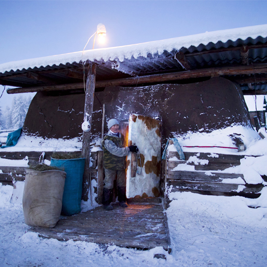 Ice to see you: The population of around 500 is a hardy bunch and schools will only close once the terperature dips to -52c \ Amos Chapple/Rex Features
